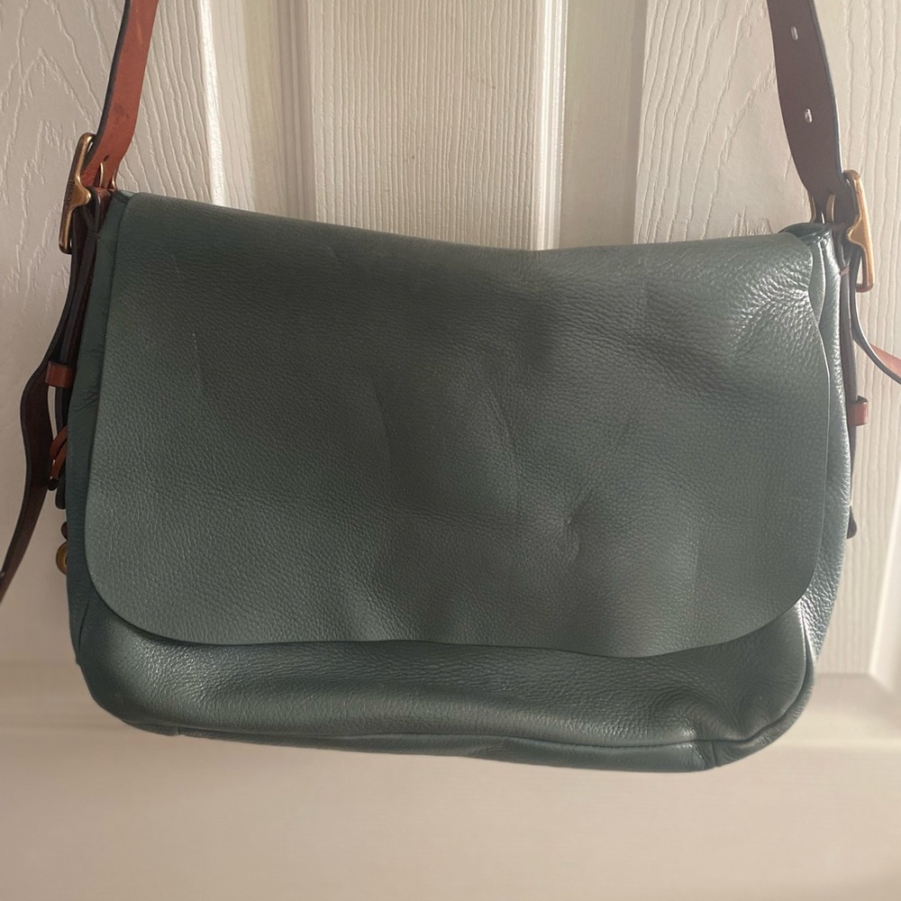 Fossil Green Leather Shoulder Bag
